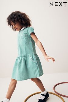 綠色 - 棉質格子布學院風拉鍊洋裝 (3-14歲) (N12652) | NT$380 - NT$510
