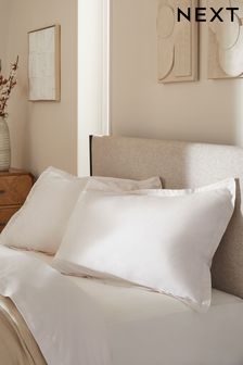Set of 2 White Washed 100% Cotton Pillowcases (N12683) | €13