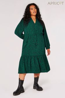 Apricot Green Mono Animal Drwstring Midaxi Dress (N12869) | €21.50