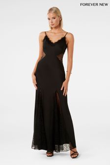 Forever New Black Bailey Lace Splice Maxi Dress (N12911) | NT$5,600