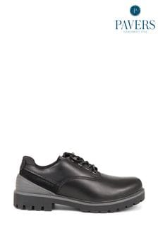 Pavers Leather Lace-Up Black Shoes