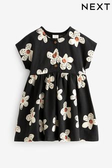 Schwarz und weiß - Kurzärmliges Jersey-Kleid (3 Monate bis 7 Jahre) (N13174) | 10 € - 13 €