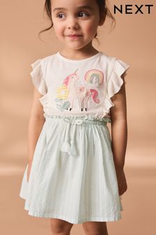 Blue Unicorn Frill Dress (3mths-7yrs) (N13201) | KRW34,200 - KRW42,700