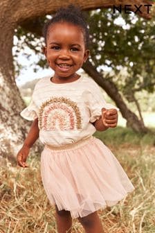 Roz pal - Set fustă și tricou (3 luni - 7 ani) (N13203) | 149 LEI - 182 LEI