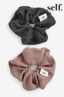 self. Waffle Textured Scrunchie 2 Pack