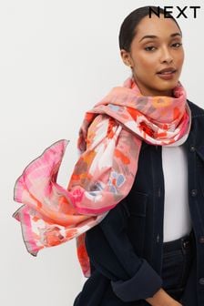Rosa mit floralem Muster - Leichter Schal (N13221) | 21 €