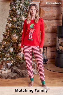Threadbare Red Cane Curve Cotton Long Sleeve Christmas Pyjama Set (N13335) | R528