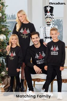 Threadbare Black Christmas Longline Jumper (N13356) | kr312