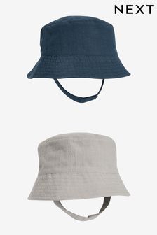 Navy Blue Baby Bucket Hats 2 Pack (0mths-2yrs) (N13373) | 54 QAR