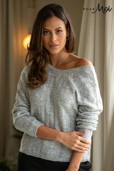Siva - Pour Moi pleten pulover z gumbi in obojestranskim vzorcem  Leah (N13399) | €44