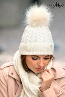 Pour Moi Cream Cable Knit Hat (N13412) | OMR11