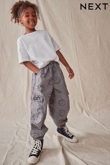 Estampado con mapamundi en gris antracita - Pantalones de carga tipo paracaídas (3-16 años) (N13423) | 32 € - 39 €