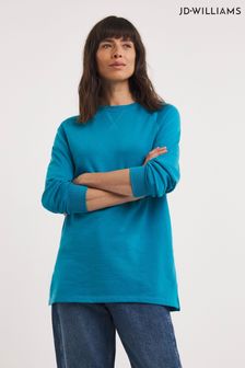 Niebieska bluza JD Williams o wydłużonym kroju z tkaniny clasic (N13427) | 60 zł