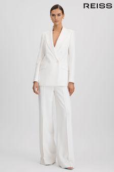 Reiss White Sienna Petite Double Breasted Crepe Suit Blazer (N13449) | OMR209
