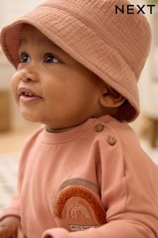 Tan Brown crinkle Baby Bucket Hat (0mths-2yrs) (N13489) | ₪ 25