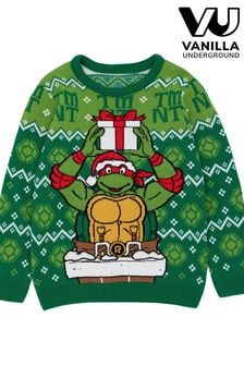 Vanilla Underground Green Ninja Turtles Kids Christmas Jumper (N13498) | €37