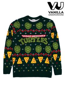 Schwarze Ninja Turtles - Vanilla Underground Mens Licensed Adult Knitted Christmas Jumper (N13500) | 77 €