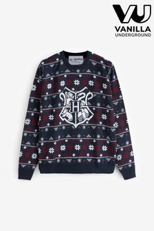 Vanilla Underground Blue Harry Potter Mens Licensed Adult Knitted Christmas Jumper (N13501) | €63