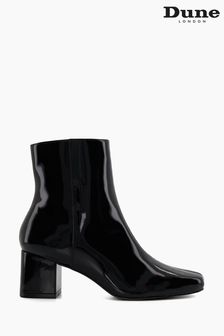 Dune London Black Branded Smart Block Heel Onsen Ankle Boots (N13514) | SGD 310