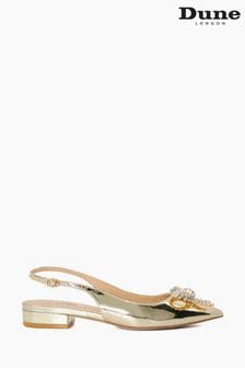 Dune London Gold Happiest Embellished Bow Ballet Pumps (N13525) | kr1 650