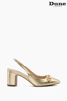 Dune London Gold Detailed Block Heel Snaffle Slingback Shoes (N13528) | SGD 184