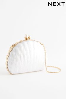 Pearl White Shell Clutch Bag (N13581) | AED180