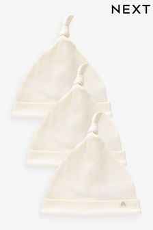 Cream Baby Tie Top Hats 3 Pack (0-12mths) (N13585) | €5