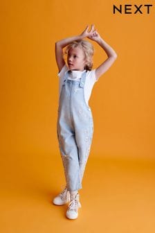 Daisy Embroidered Dungarees (3-16yrs)