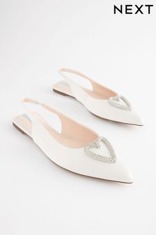 Ivoire - Chaussures de mariée Forever Comfort Wedding en satin à bordures cœur (N13645) | €39