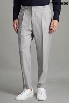 Серый - Свободные брюки с поясом на завязке и отворотами Reiss Brighton (N13955) | €210
