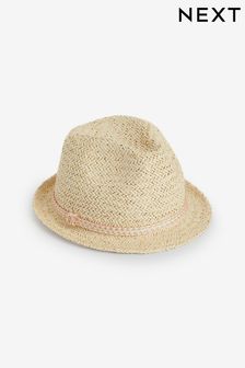 Natural Pink Trim Trilby Hat (3mths-16yrs) (N14041) | $17 - $21