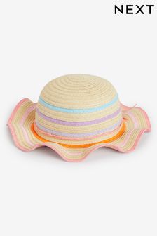 Natural Rainbow Stripe Wide Brim Hat (1-10yrs) (N14042) | €12 - €15