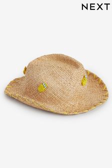 Espadrilles mit Ananasmotiv und Perlenbesatz, Natur - Hut mit breiter Krempe (3-16yrs) (N14058) | 20 € - 24 €