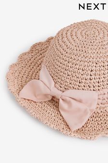 Natural/ Pink Scalloped Edge Hat (1-10yrs) (N14059) | €16 - €19