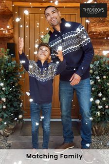 Threadboys Blue Quarter Zip Christmas Fairisle Jumper (N14073) | 31 €