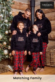 Threadboys Black Unisex Christmas Cosy Hoodie and Check Bottoms Pyjamas Set (N14085) | 23 €