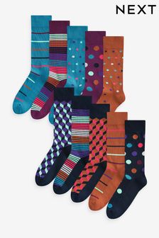 Bright Geo Pattern 10 Pack Cushioned Sole Comfort Socks (N14140) | AED125