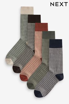 Neutral Herringbone Pattern Smart Socks 5 Pack (N14141) | 19 €