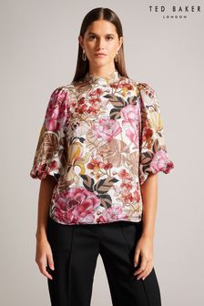 Ted Baker Red Jaylaah High Neck Balloon Sleeve Blouse (N14286) | €64