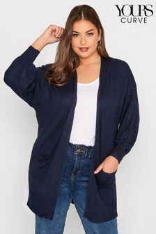 Yours Curve Blue Balloon Sleeve Fine Knit Cardigan (N14297) | €22