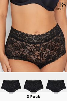 Yours Curve Black Lace Mid Rise Shorts 3 Pack (N14334) | SGD 37