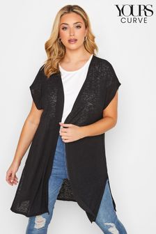 Yours Curve Black Short Sleeve Cardigan (N14353) | $34