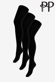 Pretty Polly 60 Denier Opaques 3D Black Tights 3 Pack (N14402) | OMR12