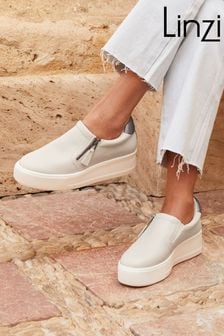 Linzi Grey Mercury Taupe Slip On Platform Trainers (N14595) | 188 QAR