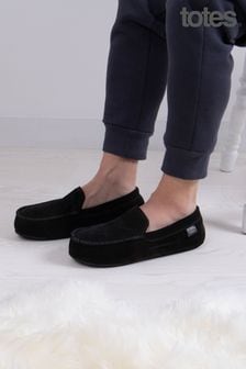 Totes Black Isotoner Mens Perforated Suedette Moccasin Slipper (N14598) | 49 €