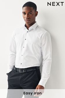 White Slim Fit Trimmed Easy Care Single Cuff Shirt (N14824) | HK$276