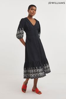 JD Williams Black Broderie Button Through Tea  Dress (N14854) | 84 €