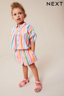 Rainbow Stripe Blouse And Shorts Co-ord Set (3mths-8yrs) (N15455) | $25 - $36