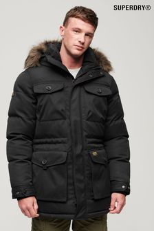 Superdry Black Chinook Faux Fur Parka Coat (N15538) | SGD 339