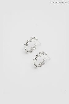 Simply Silver Sterling Silver Tone 925 Leaf Hoop Earrings (N15606) | HK$360